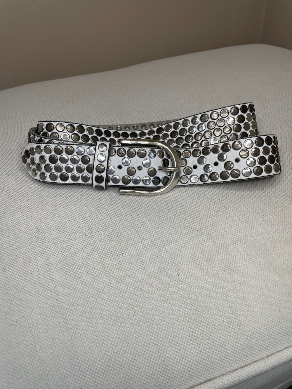 B. Belt, Zoe Belt Genuine Leather White and Silver
